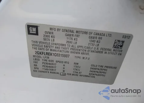 2012 GMC Terrain Sle-1 from USA, damaged, VIN 2GKFLREK1C6315907